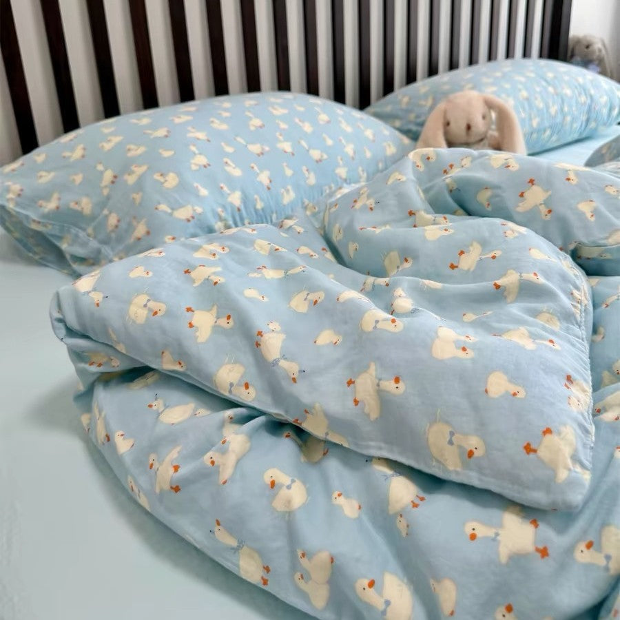 Floral Cotton Reversible Duvet and Sheet Nursery Bedding Set