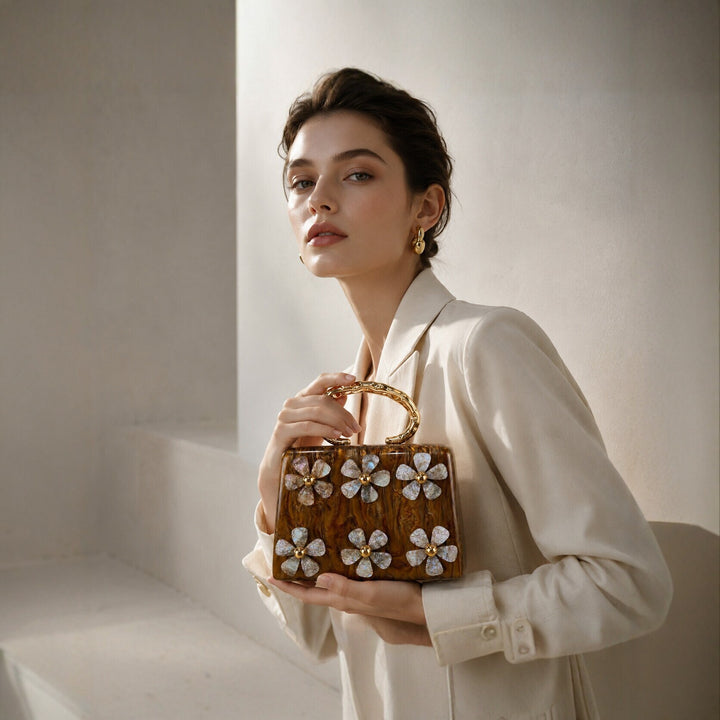 Floral Acrylic Handheld Clutch