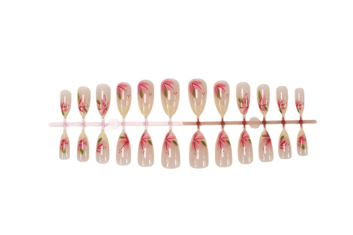 Elegant artificial nail set with floral designs Stornfield