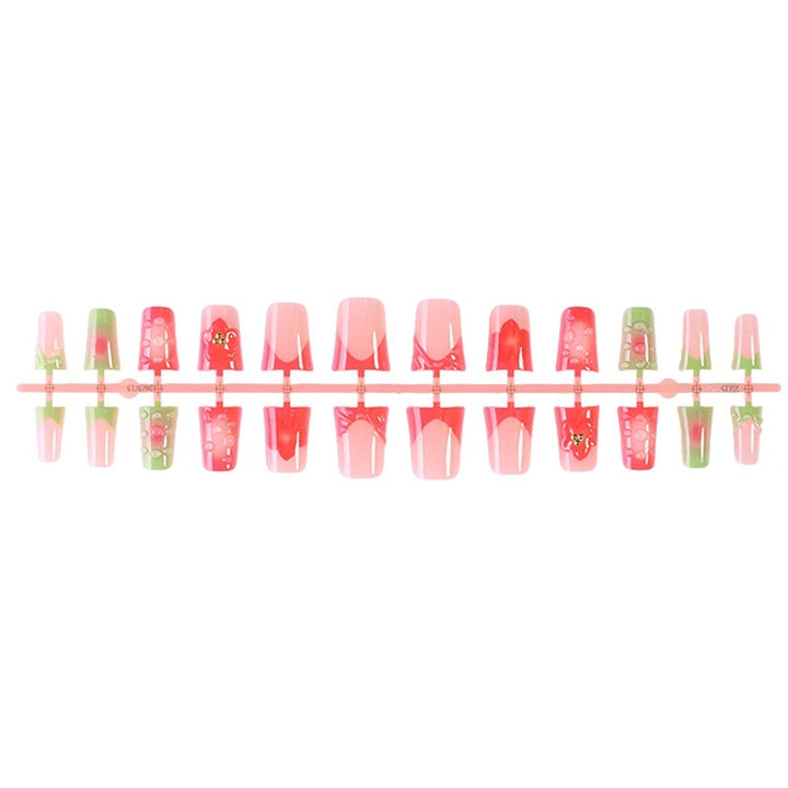 Acrylic nail set with fruity and glittering designs Stornfield