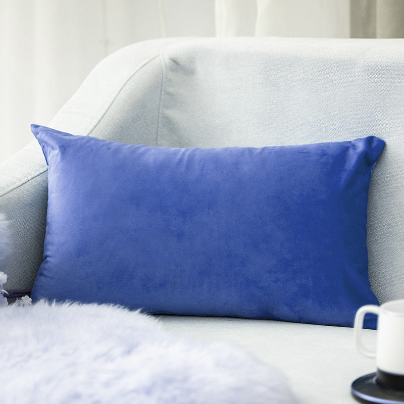 Plush Velvet Lumbar Pillow Cover with Hidden Zipper and Removable Insert Support
