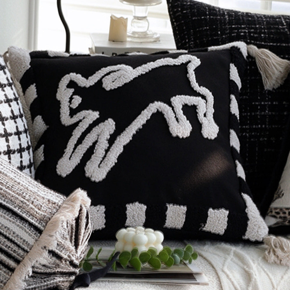 Cozy decorative cushion with modern check pattern