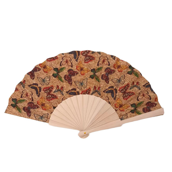 Ladies handcrafted fan made of cork and wood Stornfield