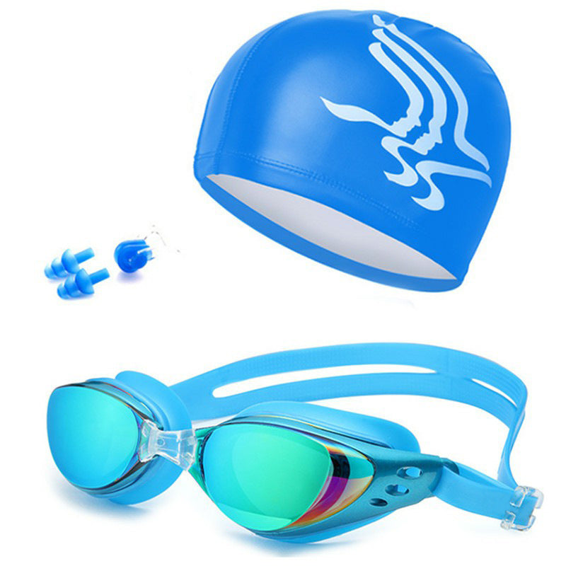 Swim set with hydrodynamic swimming goggles and Stornfield swim cap