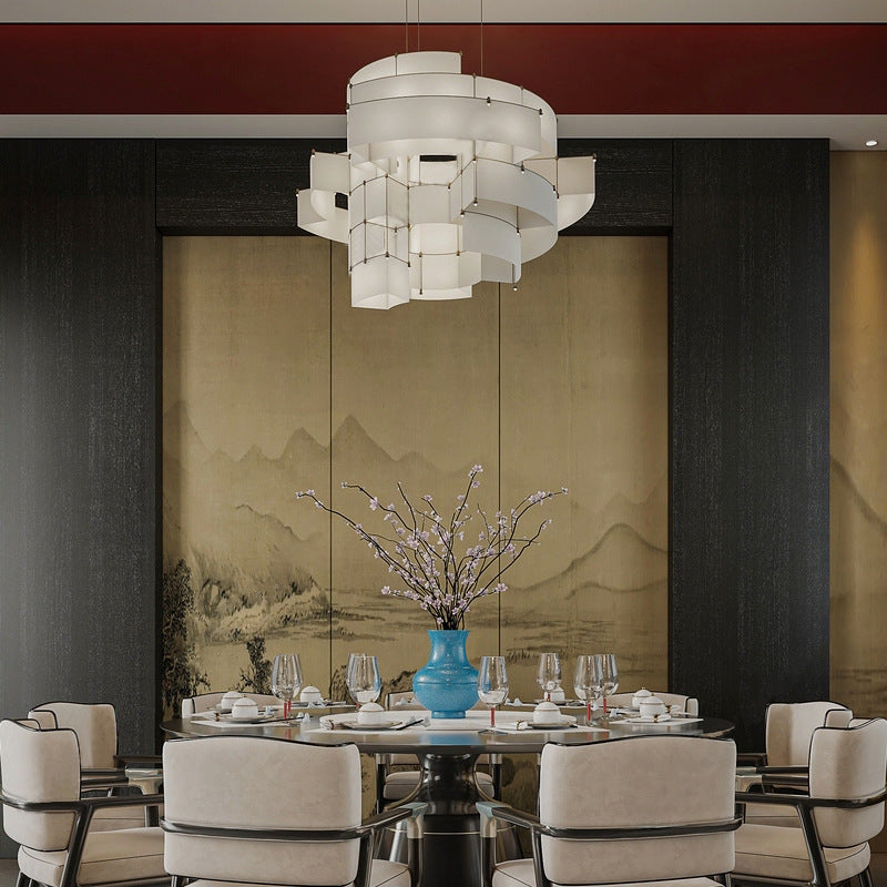 Modern Multi-Layered Glass Pendant Chandelier