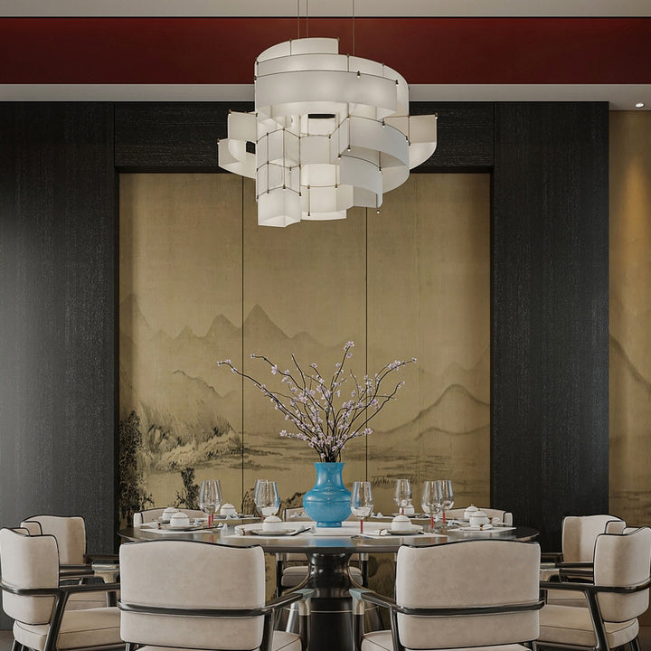 Modern Multi-Layered Glass Pendant Chandelier