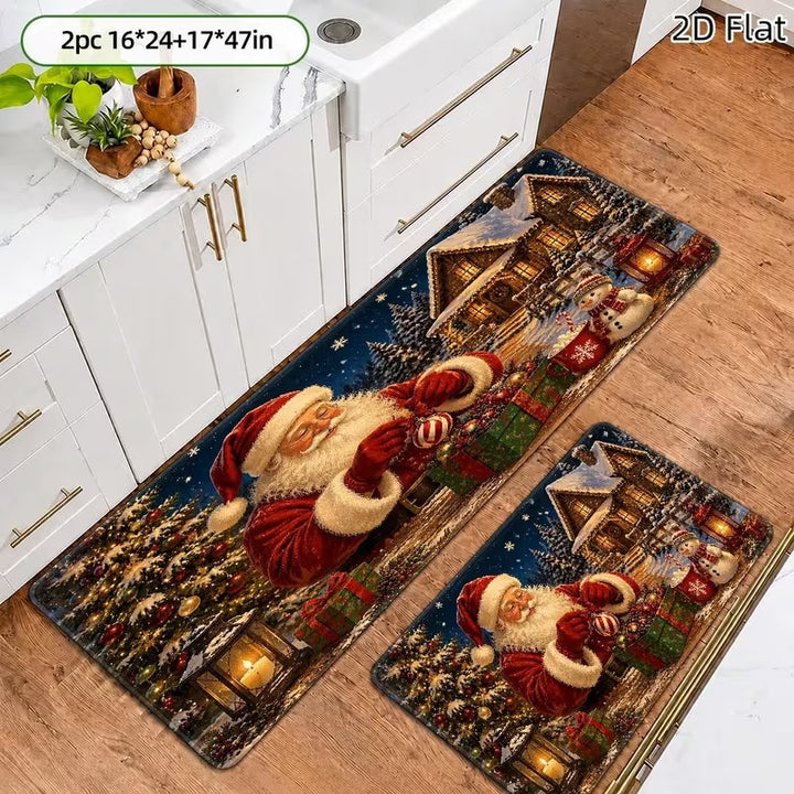 Christmas-Themed Kitchen Mat Set