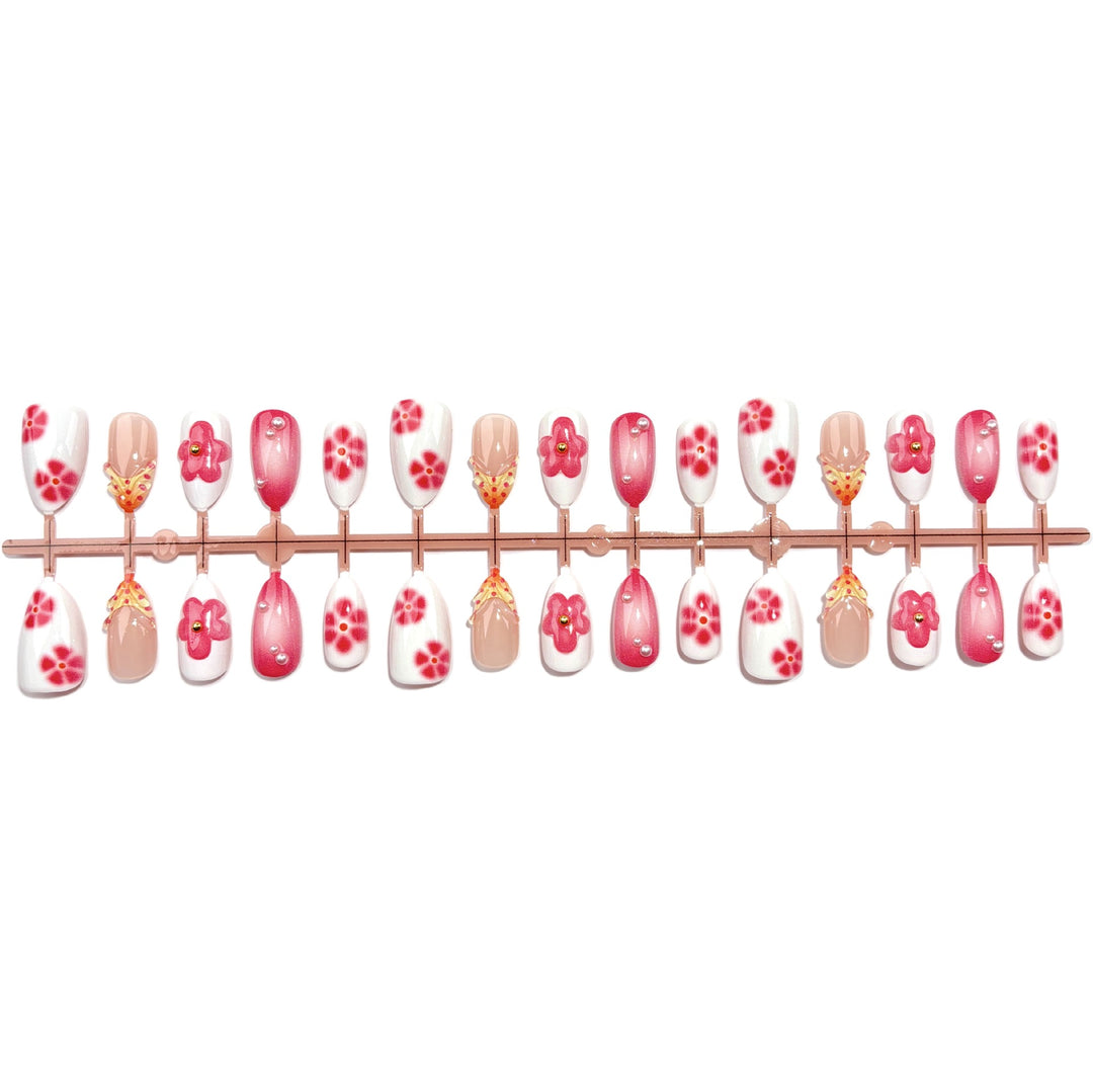 Floral-Designed Press-On Nail Art Kit