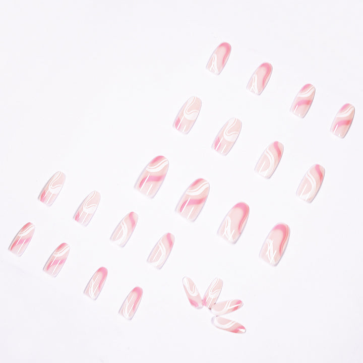 Artistic Nail Extensions with Modern Wave Pattern Stornfield
