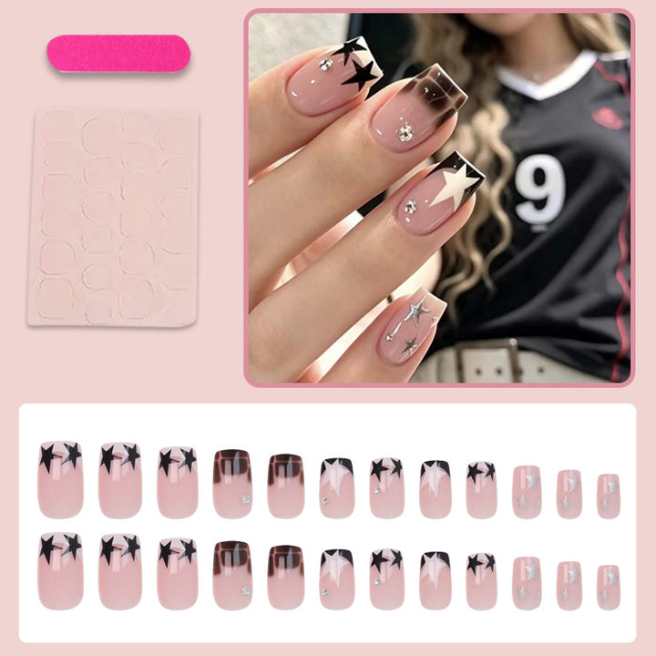 Acrylic nail set with glamorous star and glitter accents Stornfield