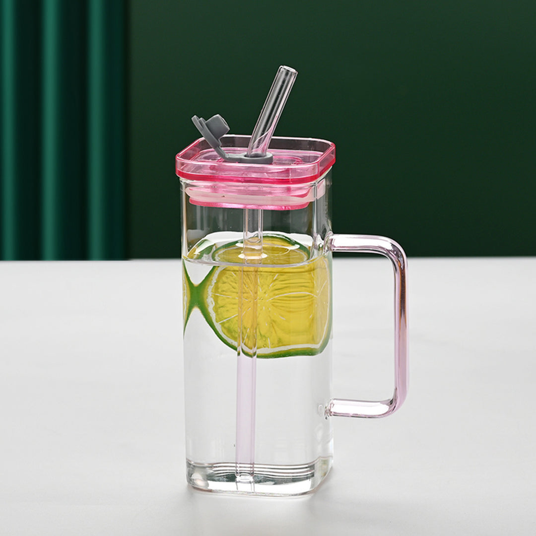 Women's drinking container with innovative lid system and integrated straw Stornfield