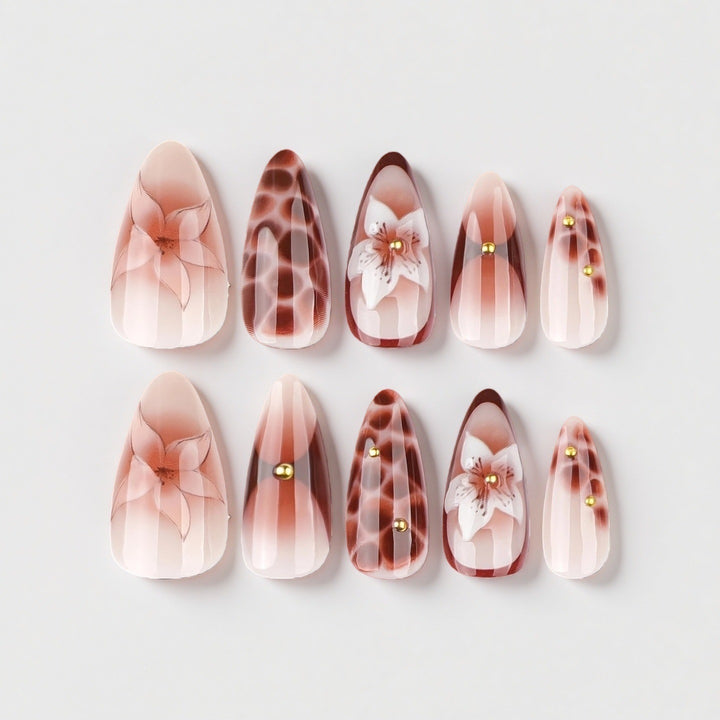 Decorative Floral Long Nail Set Stornfield