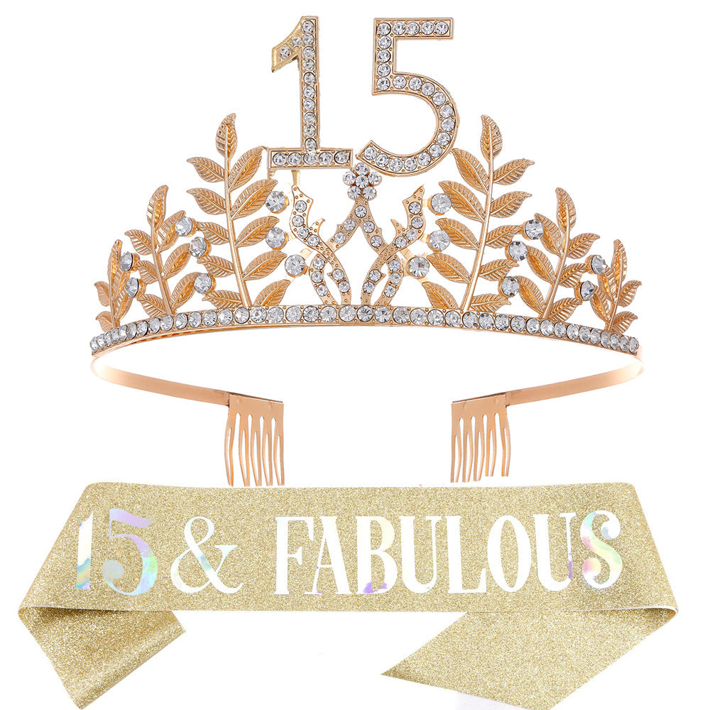 Women's Glamorous Birthday Crown with Shining Rhinestones Stornfield