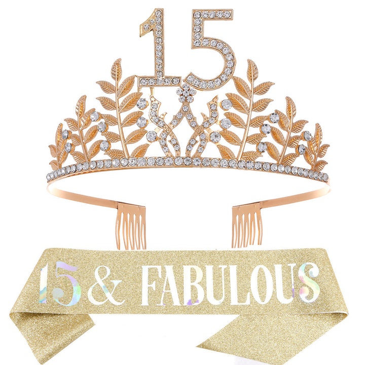 Women's Glamorous Birthday Crown with Shining Rhinestones Stornfield