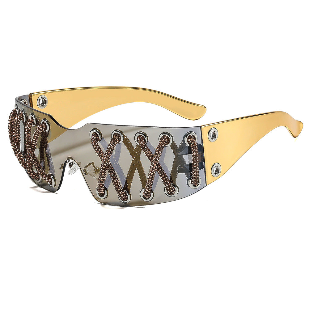 Women futuristic design sunglasses with unique decor Stornfield