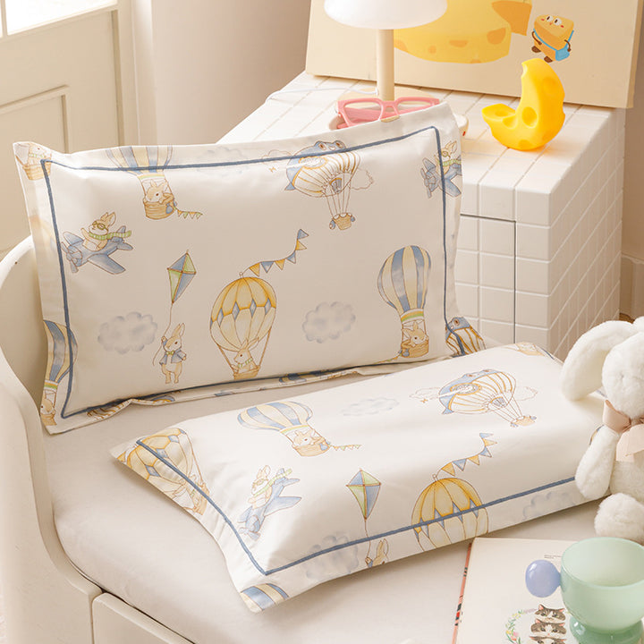 Children's Pillowcase Set made of Soft Cotton Percale with Cute Animal Print and Decorative Piping