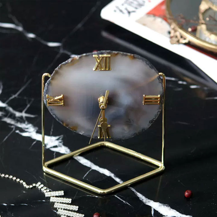Elegant Agate Stone Decorative Table Clock