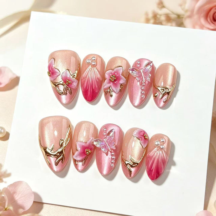 Floral Nail Art Press-On Set
