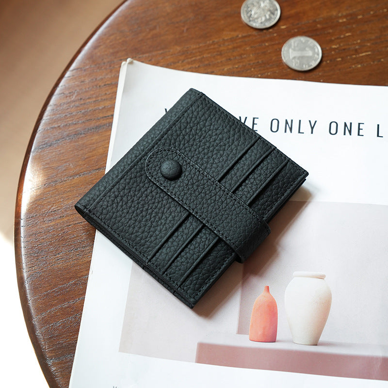 Textured Leather Compact Card Wallet