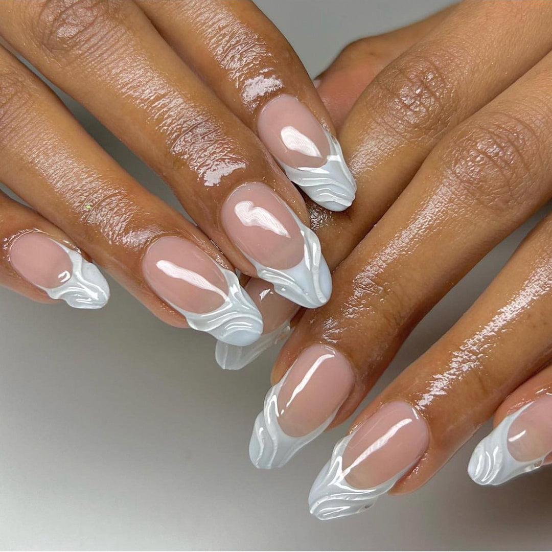 Elegant Nail Extensions with Creative Wave Design Stornfield
