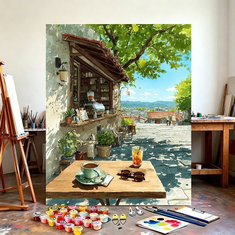 Urban Café Scene Canvas Art Print Stornfield