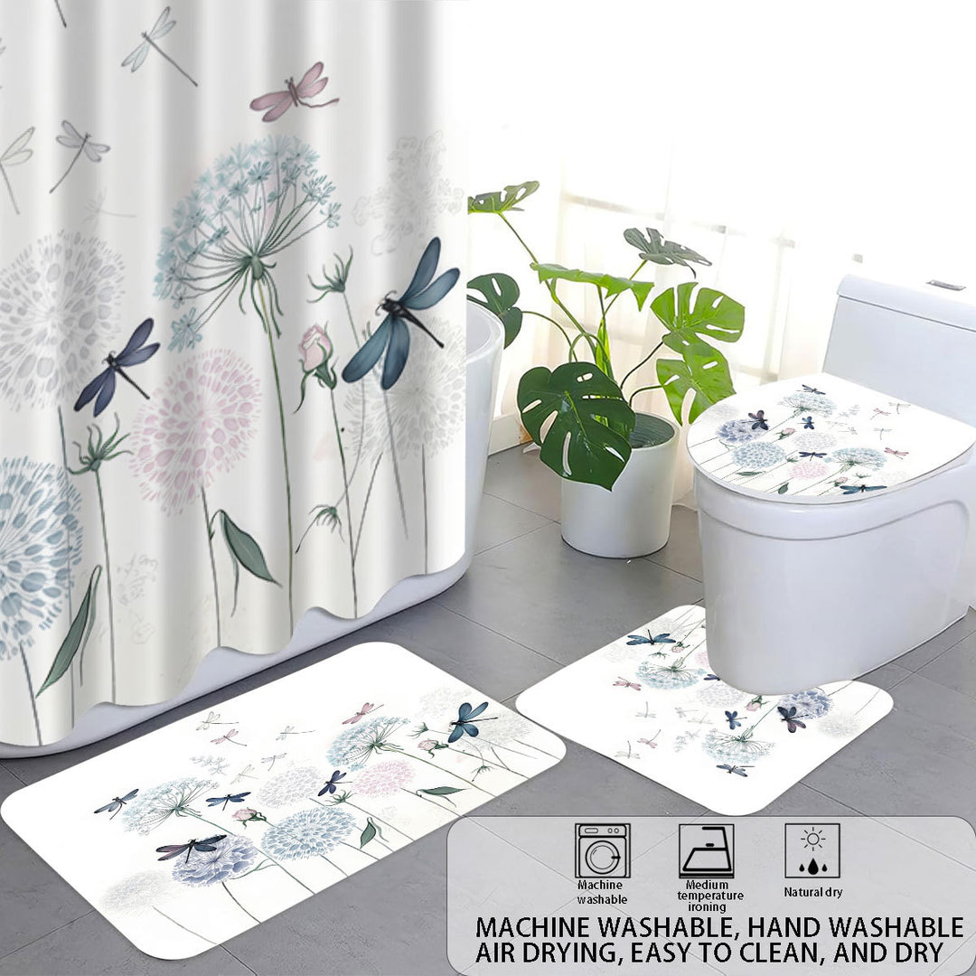 Artistic Dragonfly-Themed Four-Piece Digital Bathroom Set Stornfield