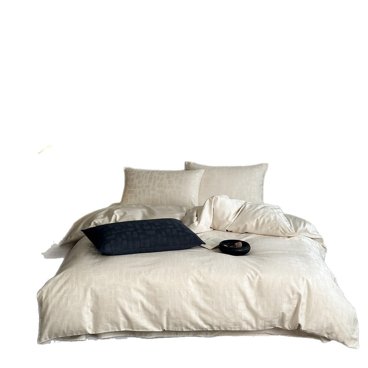 Bedding set made of cotton satin with subtle jacquard pattern