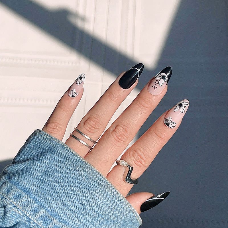 Floral-Design Stiletto Press-On Nails Stornfield