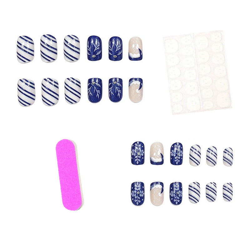 Artistic Winter-Themed Acrylic Nail Art Enhancements Stornfield