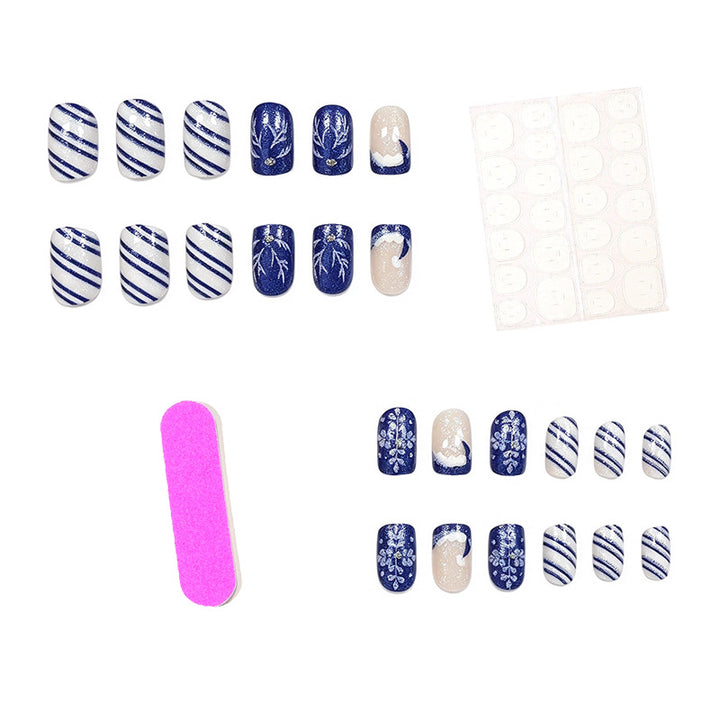 Artistic Winter-Themed Acrylic Nail Art Enhancements Stornfield