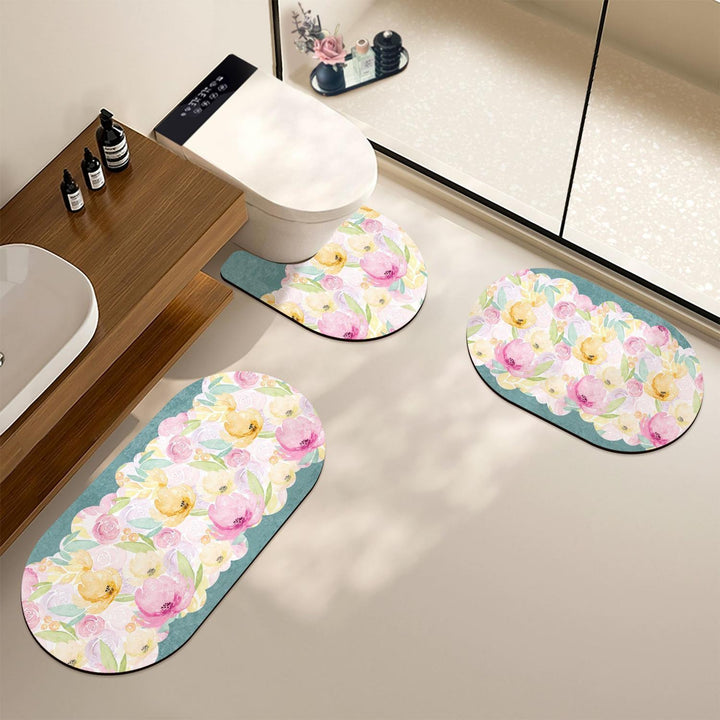 Decorative Floral Bath Mat Set