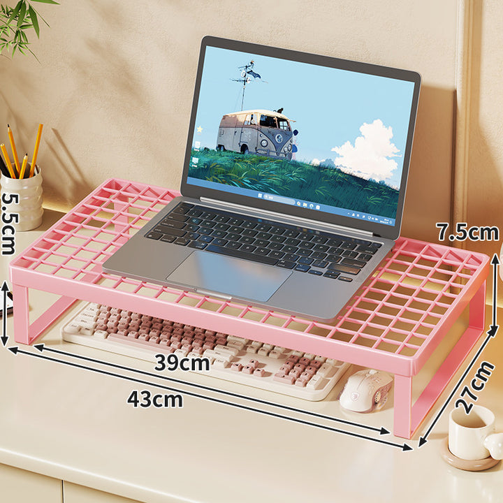 Elevated Mesh Laptop Stand Riser with Under-Keyboard Storage