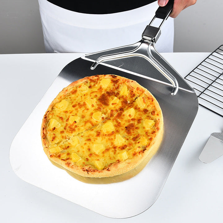 long-handled perforated pizza peel set with wooden handle stainless steel cutter and triangle server Stornfield