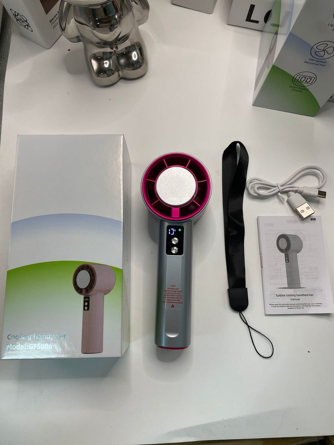 Women's Portable Turbo Hand Fan with Digital Control Stornfield