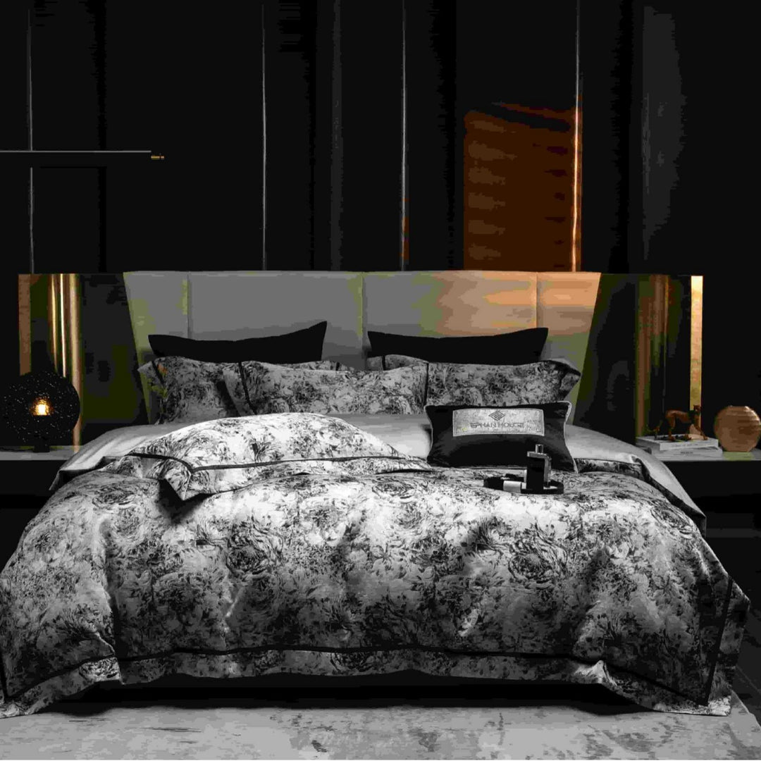 Luxury Floral Jacquard Bedding Set with Duvet Cover and Shams