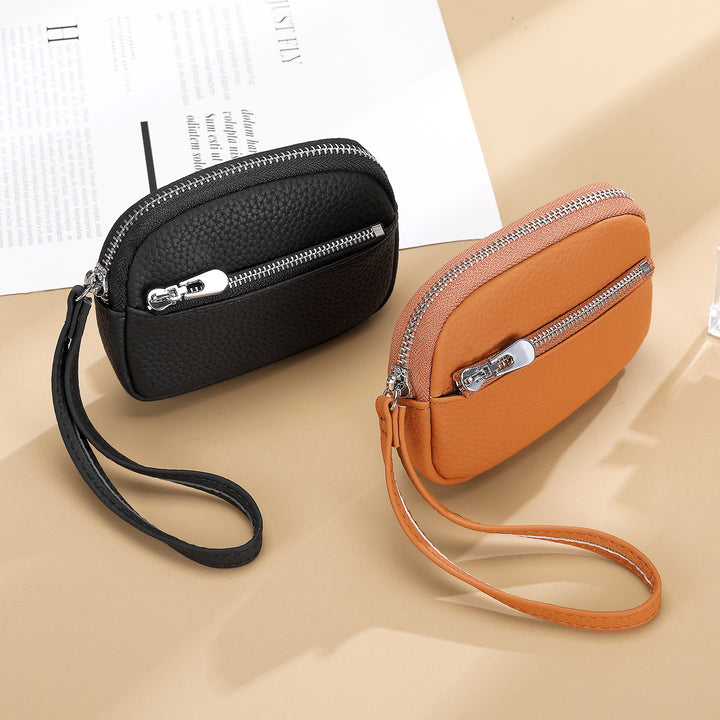 Compact Zip-Around Leather Coin Purse