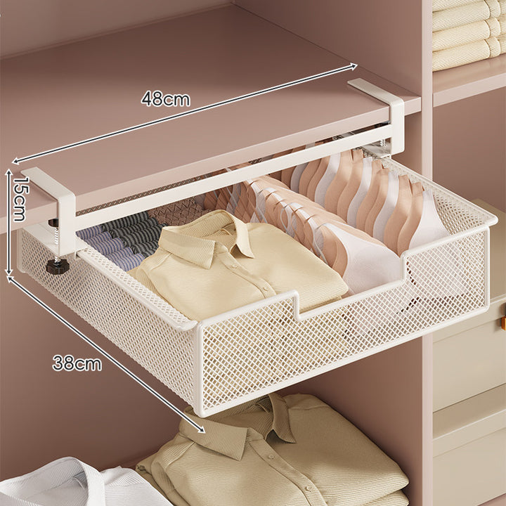 Under-Shelf Pull-Out Mesh Bra and Lingerie Drawer Organizer with Clamp Mount