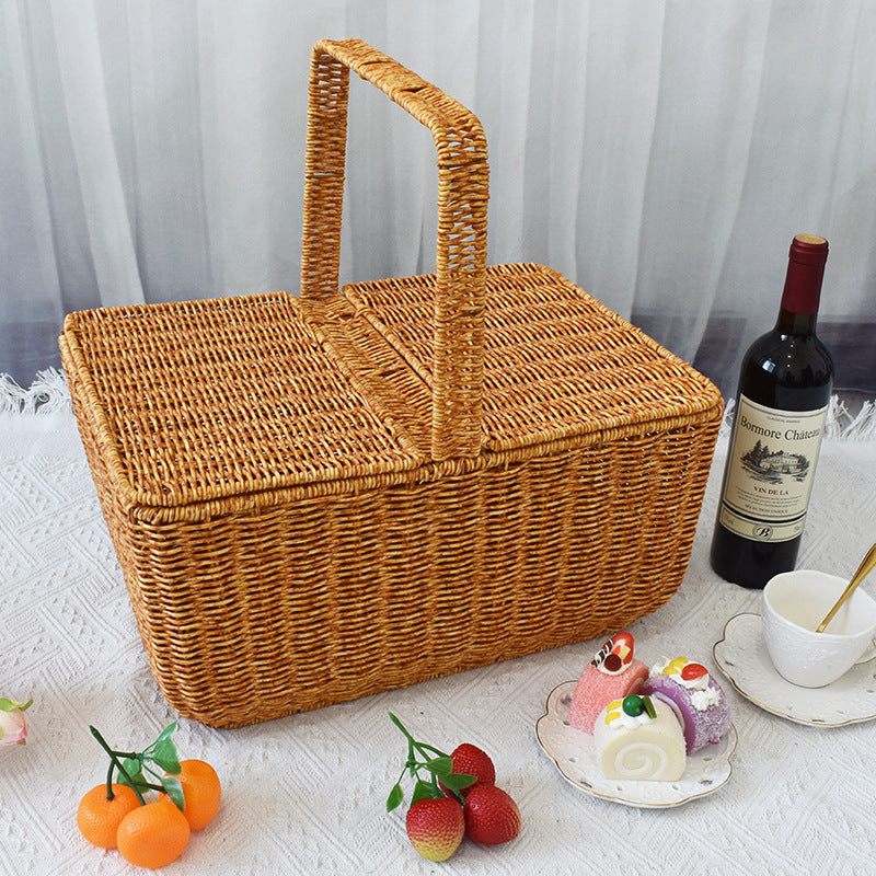 Handcrafted Natural Wicker Picnic Basket Stornfield