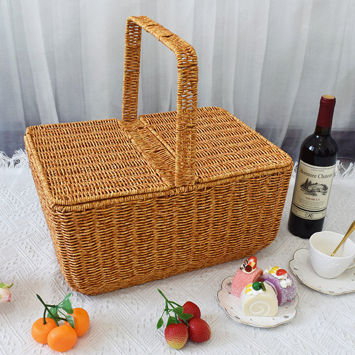 Handcrafted Natural Wicker Picnic Basket Stornfield