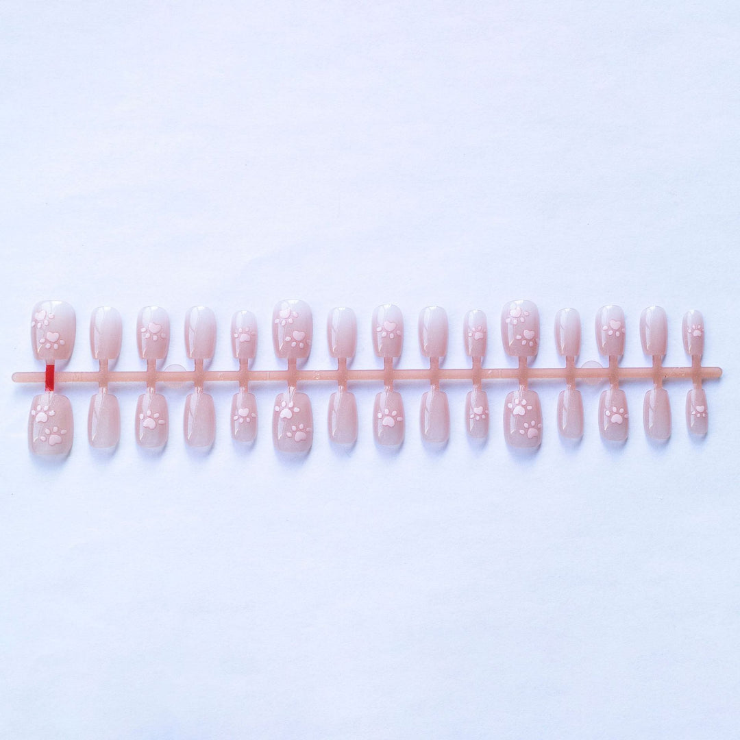 Playful Heart Paw Pattern Nail Art