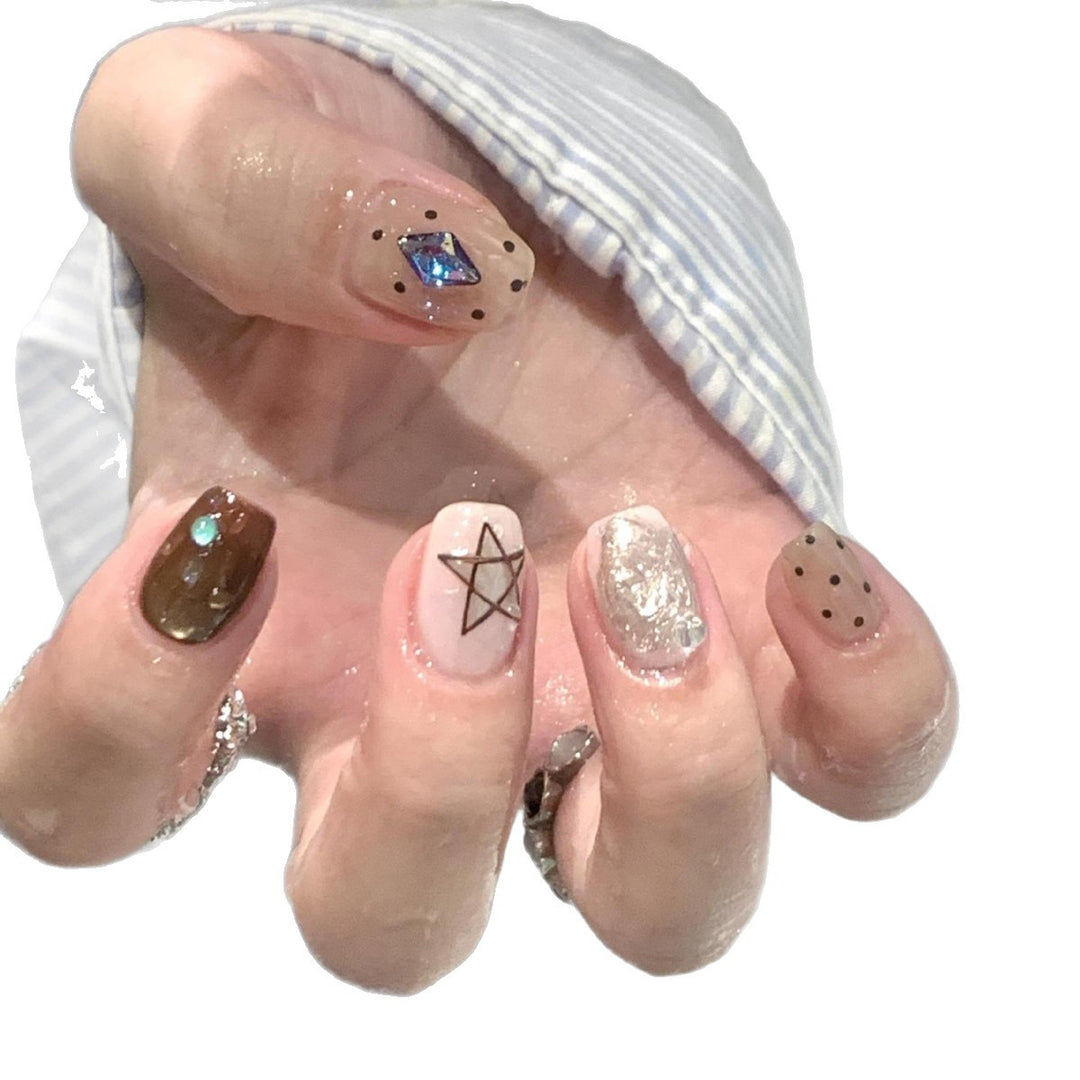 Artificial Nail Set with Creative Geometric and Sparkling Accents Stornfield