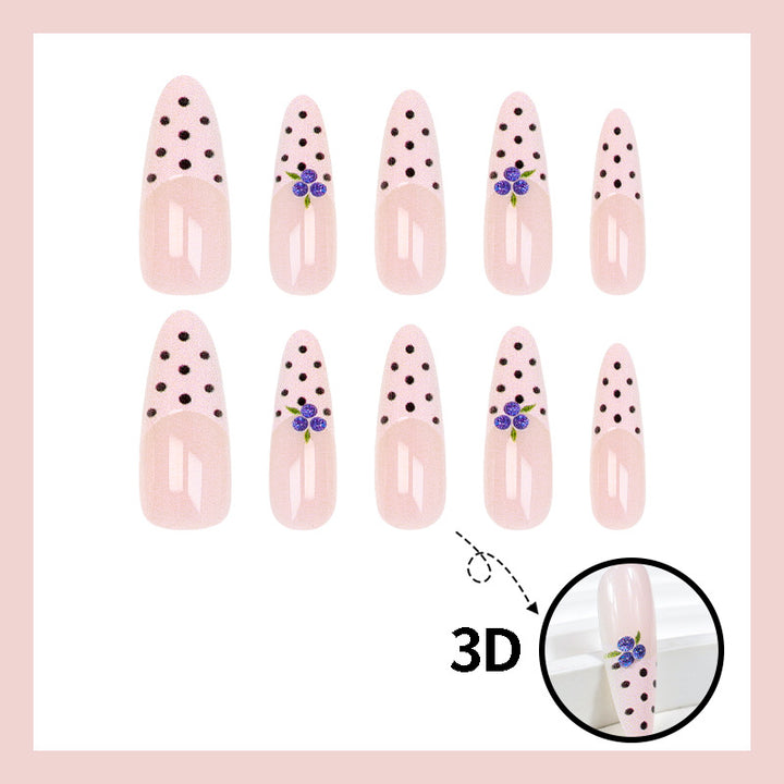 Acrylic nail set with stylish dots and floral embellishments Stornfield