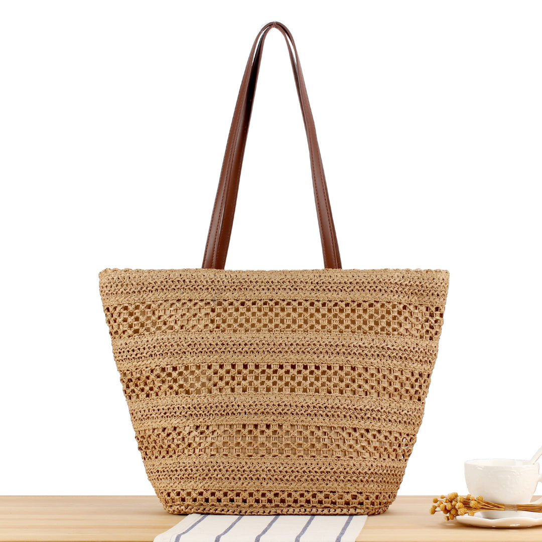 Elegant Bast Beach Bag with High-Quality Faux Leather Handles Stornfield