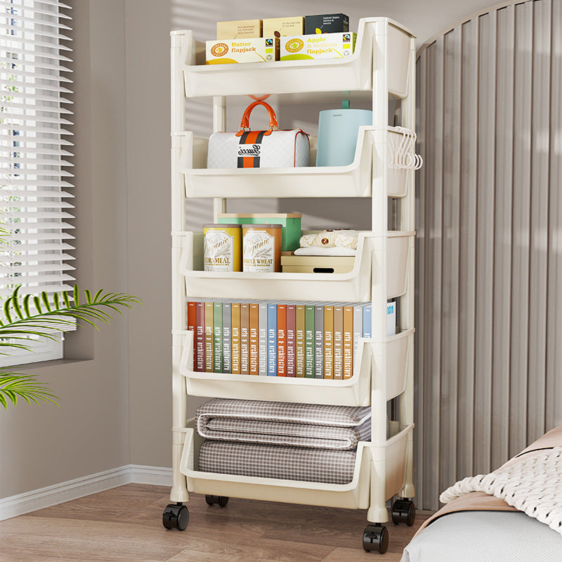 Compact Two-Tier Rolling Storage Cart with Removable Bins and Swivel Casters