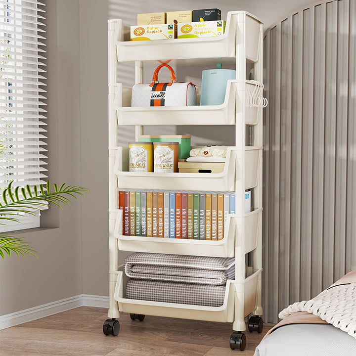 Compact Two-Tier Rolling Storage Cart with Removable Bins and Swivel Casters