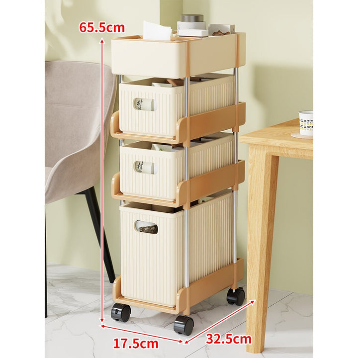 Slim Stackable Two-Tier Plastic Storage Bin Organizer with Removable Baskets