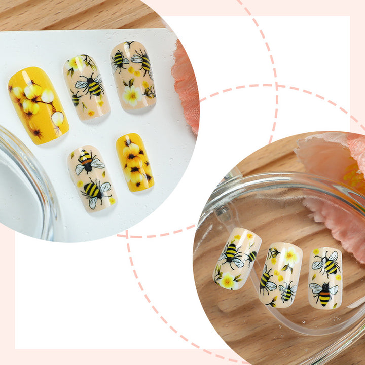 Bee-Themed Press-On Nail Art Set Stornfield