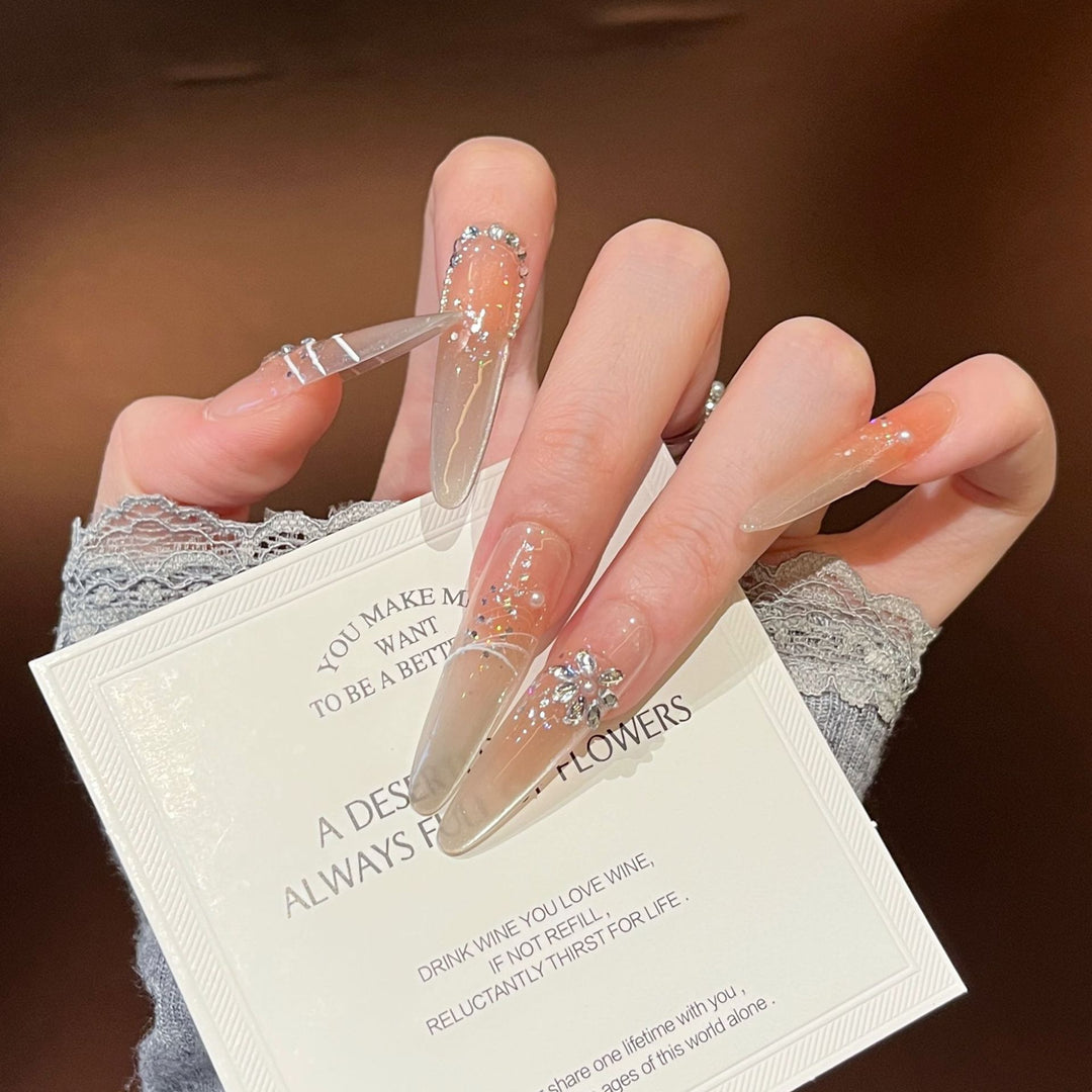 Elegant Stiletto Press-On Nail Extensions with Rhinestones Stornfield