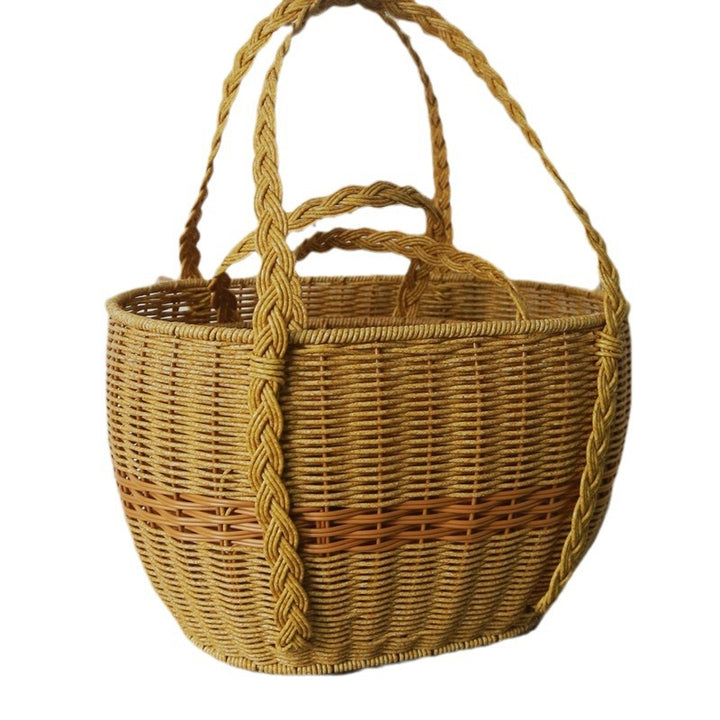 Ladies Handwoven Rattan Basket with Double Handle Stornfield