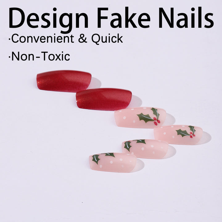 Artificial nail set with festive Christmas design and playful festive decoration Stornfield